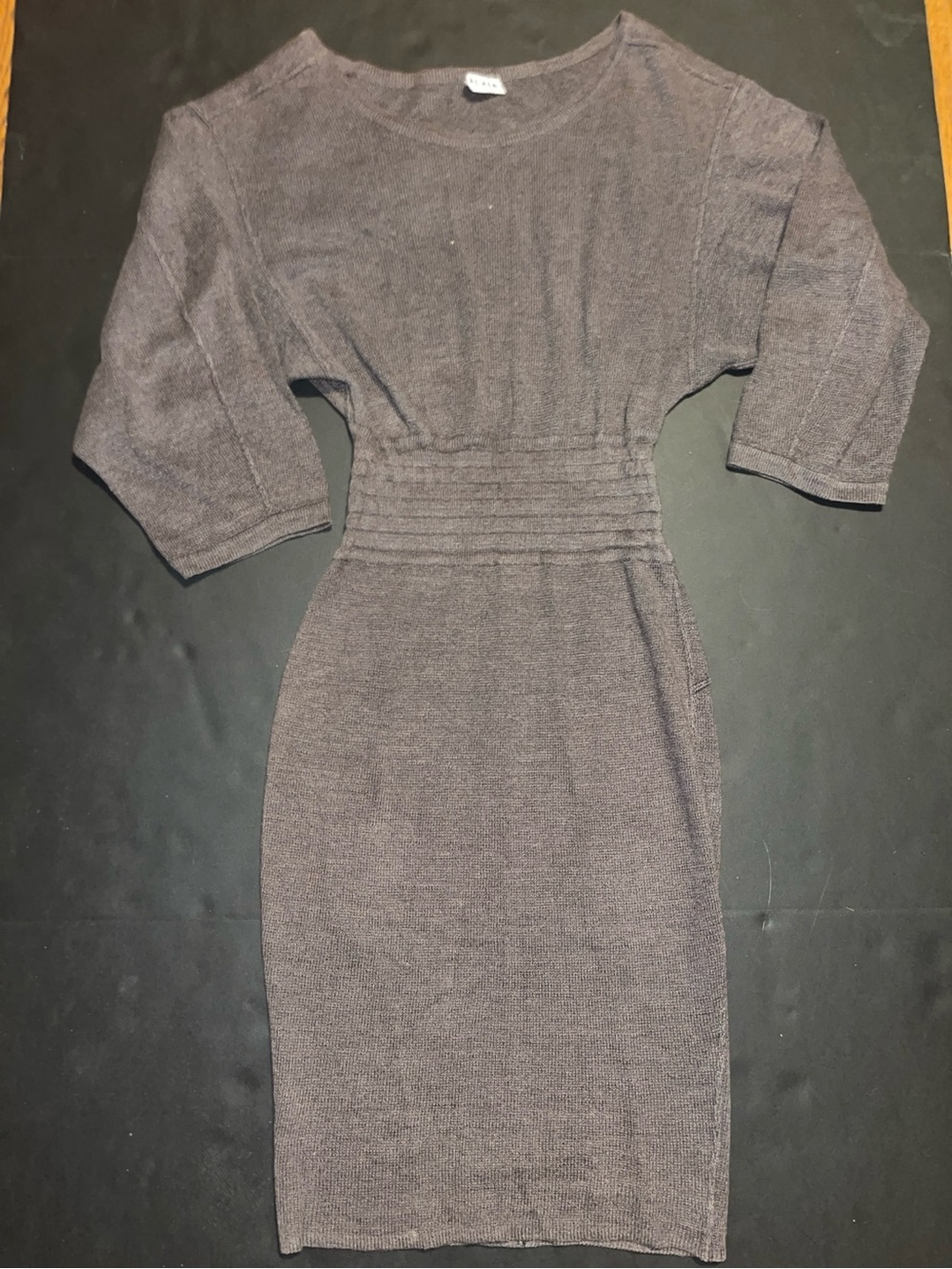 Vintage Azzedine Alaïa Paris Brown Knit Bodycon Corset Waist Midi Dress XS 6053